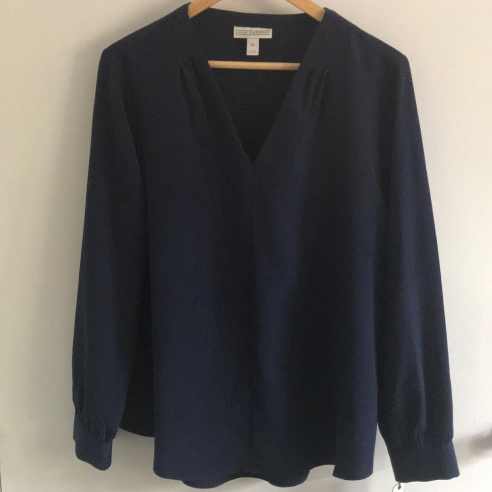 Dana Buchman XL Navy Escape Popover Blouse